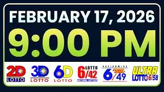 9PM PCSO LOTTO RESULTS TODAY FEBRUARY 17, 2026 | SWERTRES EZ2