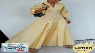 Women's Elegant Yellow V Neck Button Shirt Dress A Line Maxi Dress With Pleated