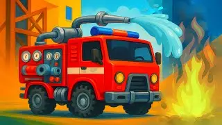 Fire Truck 🚨 - Construction Site Protection | Vehicles Cartoon