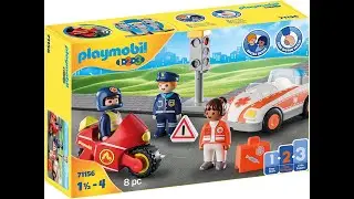 Spielzeugkiste PLAYMOBIL 71156 Spielware Polizei Feuerwehr Rettungswagen