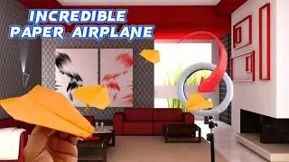 amazing flying paper airplane like Boomerang passing through the ring light #airplanepaper