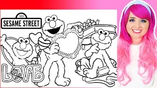 Coloring Elmo Valentine's Day Coloring Pages | Sesame Street Coloring Videos | Prismacolor Markers