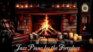 Warm Winter Night & Jazz Relaxing Music ⛄ Calm Winter Fireplace Ambience with Jazz Piano for Work