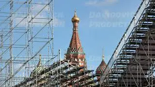 Saint Basil's Cathedral undergoing restoration and reconstruction in Moscow