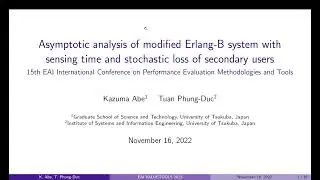 Asymptotic analysis of modified Erlang-B with sensing time and stochastic loss of secondary users