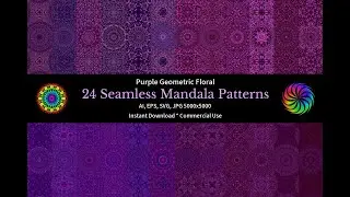 Purple Mandala Magic &ndash; 24 Seamless Floral Pattern Designs