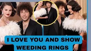 Benny Whisper I love you to Selena Gomez at the Golden globes and they show of their wedding rings.