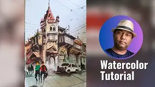 Dry Watercolor Technique || Urban Landscape Painting || very easy painting