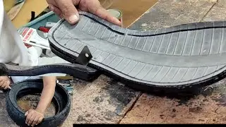 Proses pembuatan sandal dari ban motor bekas
