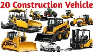 Construction Vehicle Names | JCB, Road Roller, Crane | English Vocabulary for Kids
