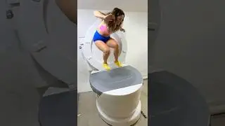 JUMPING IN to the Giant Toilet Covered in Duct Tape and Almost TIPPED OVER #shorts