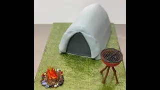 3d Camping Scene Cake and Cookies