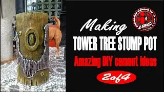 MAKING TOWER TREE TRUNK CEMENT POT 2of4 | AMAZING DIY CEMENT IDEAS | IDEIAS INCR&Iacute;VEIS DE CIMENTO DIY