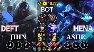 DRX Deft Jhin vs hyF Hena Ashe Bot - KR Patch 10.22