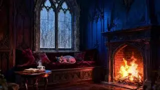 Fireplace and Rain Ambience for Sleep | Stress Relief, No Ads