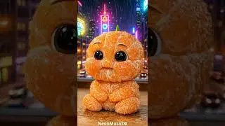 Cute Tangerine Baby Eats Two Slices 🍊🌧️🌃 | Ultra-Realistic CGI #Shorts