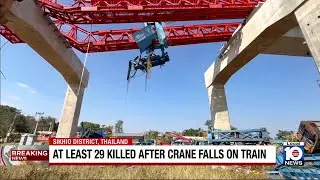 At least 29 killed in Thailand when crane collapsed on moving train