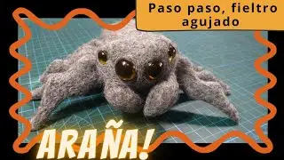 Como hacer una araña en fieltro agujado. How to make a needled felt spider