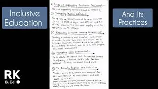 Inclusive Education And Its Practices Notes For B.Ed 2nd Year | Creating an Inclusive School