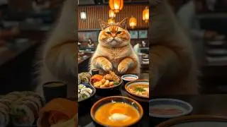🍣 Chubby Cat&rsquo;s Sushi Bar Mukbang 🇯🇵🐾 #shorts #viral #cat