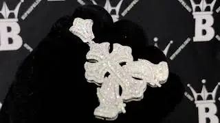 Holding Up Cross Baguette Iced Out Moissanite Pendant .925 Sterling Silver | Hip Hop Bling