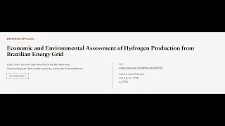 Economic and Environmental Assessment of Hydrogen Production from Brazilian Energy Gr... | RTCL.TV