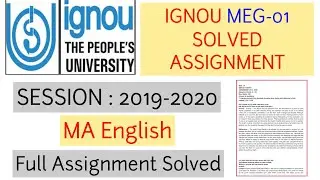 IGNOU MEG-01 Solved Assignment| 2019-2020| MA English| IGNOU Solutions| British Poetry| MEG|