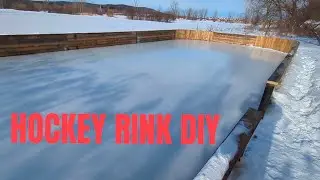 Outdoor ice hockey rink DIY 🏒 Wooden boards. Round corners. Patinoire de hockey ext&eacute;rieure.
