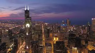 Chicago Skyline 4K, Chicago At Night, Drone Film From Above