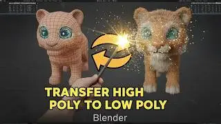 Bake High Poly to Low poly tiger for animation prototype #blender #gamedev
