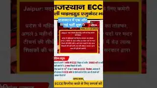 Rajasthan Pre Primary Teacher Vacancy 2024/ECCE Teacher bharti 2024/new Vacancy #ecce #NTT