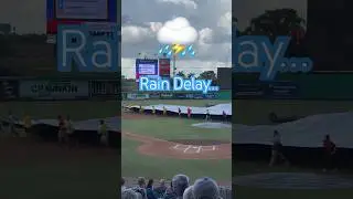 Something you never want 2 see @ a baseball game. Tarp being rolled on the field. Rain Delay&hellip;Rainout