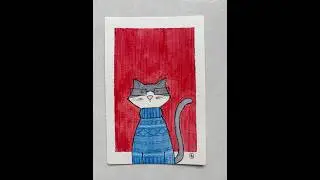 Simple watercolour painting - cute cartoony cat 🐈&zwj;⬛ #simple #watercolorpainting #watercolour #cat