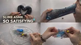 Clear slime mixed with colorful lip shades and glitter for a visually satisfying blend