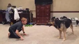 Wrestling with my dog!
