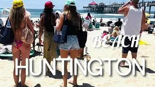 Huntington Beach Summer Vibes Bikini Walk, Surf & Beach Fun!