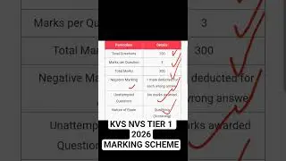 KVS NVS TIER 1 2026 MARKING SCHEME #exam #kvs #kvsprt #kvstgtpgt
