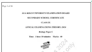 9th Class AKUEB Biology Past Paper 2024 | Full Solution & Exam Preparation