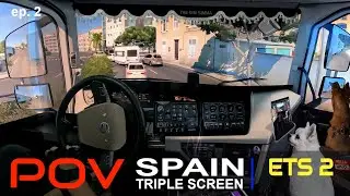 55in TRIPLE SCREEN ETS2 !  Full cabin view ! 🚛