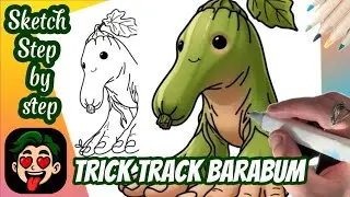 How to Draw Trick Track Barabum Step by Step | Easy Cute Creature Drawing Tutorial