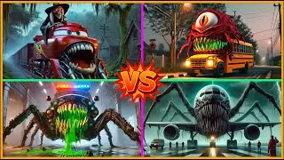 Bus Monster 🆚 Police Car 🆚 Hungry Star 🆚 Train Eater  Tiles Hop Battle