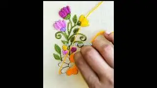 Beautiful hand embroidery tutorial 🌺💐🧶🪡#stitch #handembroidery #viralvideo 