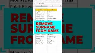 How to Remove Surname From Full Name😎||Advance Excel 💯 #exceltricks #excelshorts #exceltips #excel