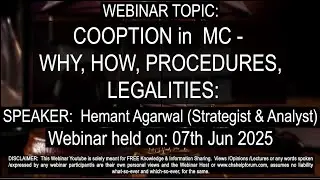 COOPTION in MC - WHY, HOW, PROCEDURES, LEGALITIES: | Hemant Agarwal | 07th Jun 2025