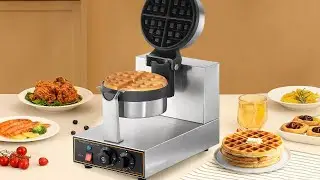 Commercial Belgian Waffle Maker Flip Electric Waffle Making Machine 360&deg; Rotating Waffle Iron