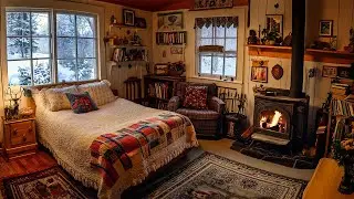 🔴Drift Off in a Snowy Cabin | Embrace the Crackling Fireplace and Gentle Winter Calm for Deep Sleep