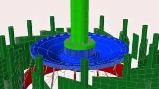 Turbina Francis Rotor alabes directrices y eje vista parcial.avi