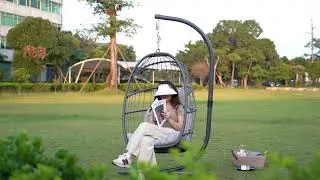 Outdoor Hanging Egg Chair with Stand
