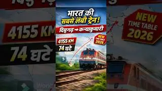 India&rsquo;s Longest Train 🚆 | Dibrugarh to Kanyakumari | 22504 | 2026 Update #travel #indiantrain