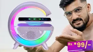 G-Shape LED Wireless Charging Speaker Unboxing & Review 🔥 | 7 Color Modes + FM Radio + BT Play!